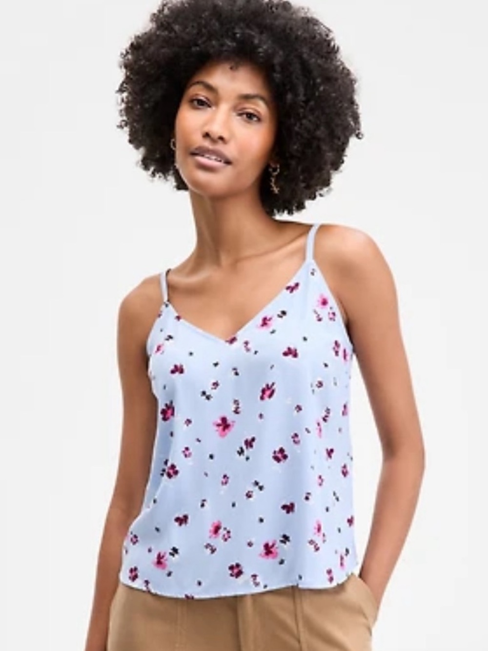 ON 34th V-Neck Blue Floral Camisole Tank
